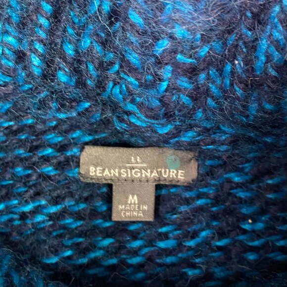 LL Bean Signatures Alpaca Wool Sweater Women's Medium Blue Marled Turtleneck - Picture 4 of 8